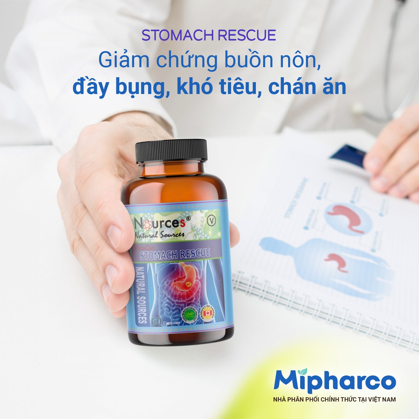 Stomach Rescue – Viên uống thảo dược Canada hỗ trợ điều trị đau bao tử, viêm dạ dày, đầy hơi, khó tiêu.